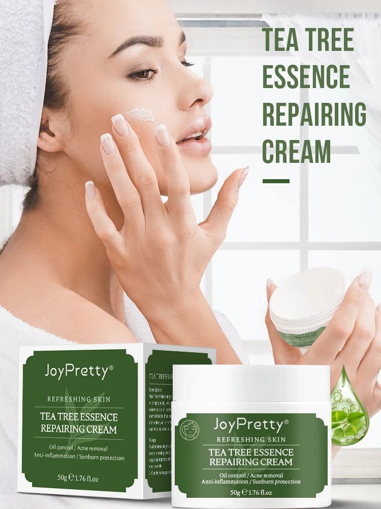 JoyPretty Acne Treatment Face Cream Tea Tree Serum Cleaning Pimple Acne Removal Repair Pores Korean Cosmetics Skin Care Kit 6pcs