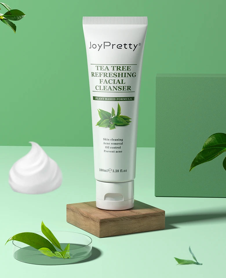 JoyPretty Acne Treatment Face Cream Tea Tree Serum Cleaning Pimple Acne Removal Repair Pores Korean Cosmetics Skin Care Kit 6pcs