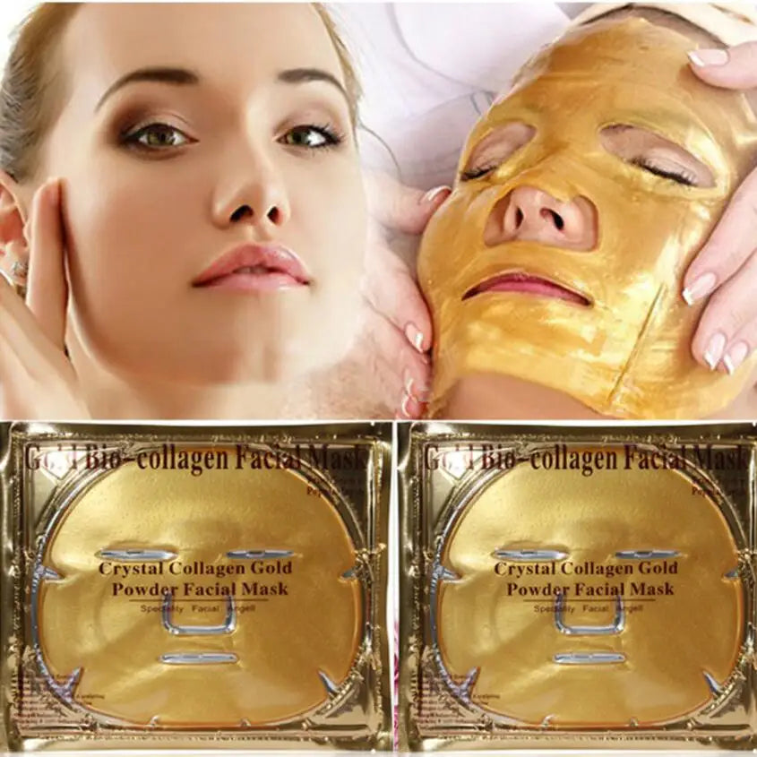 10PCS Gold Bio Collagen Facial Mask SPA Crystal Collagen 24k Gold Beauty Anti Wrinkle Whitening Moisturizing Sheet Mask for Face