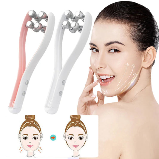 Elecrtic Facial Lifting Roller Face Skin Tighten V-line EMS Body Slimming Massager Double Chin Wrinkle Removal RF Skin Care Tool