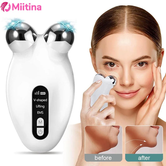 Facial Massager Microcurrent Roller EMS Device For Face Lifting Skin Tighten Rejuvenation Anti Wrikle Double Chin Remover care