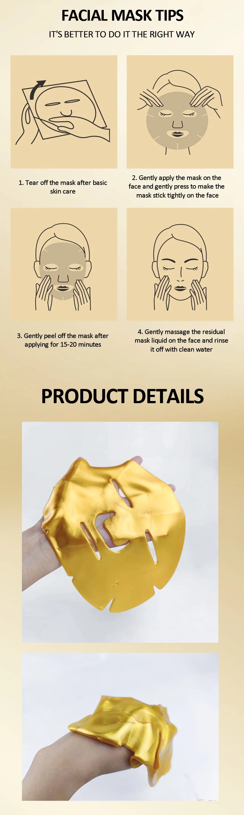 10PCS Gold Bio Collagen Facial Mask SPA Crystal Collagen 24k Gold Beauty Anti Wrinkle Whitening Moisturizing Sheet Mask for Face