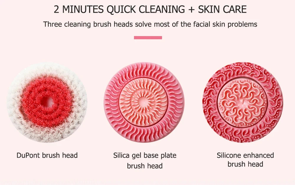 Electric Vibrate Cleanser Soft Silicone Ultrasonic Facial Cleansing Brush Exfoliator Face Massager Blackhead Remover Wash Tool