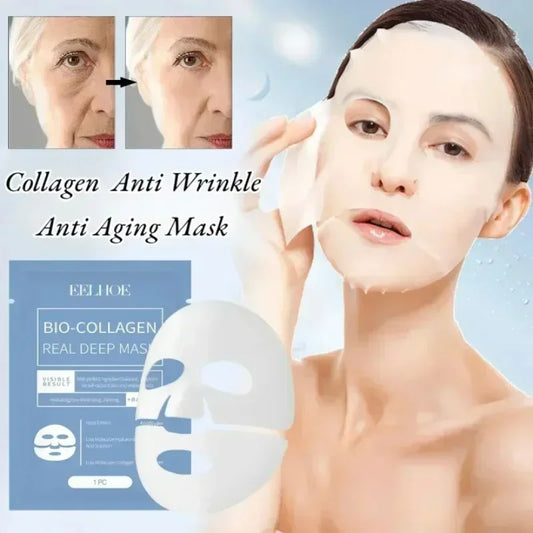 Collagen Anti Wrinkle Facial Mask Fade Face Fine Line Lift Firm Skin Anti-Aging Moisturizing Brighten Skin Care Korean Cosmetic