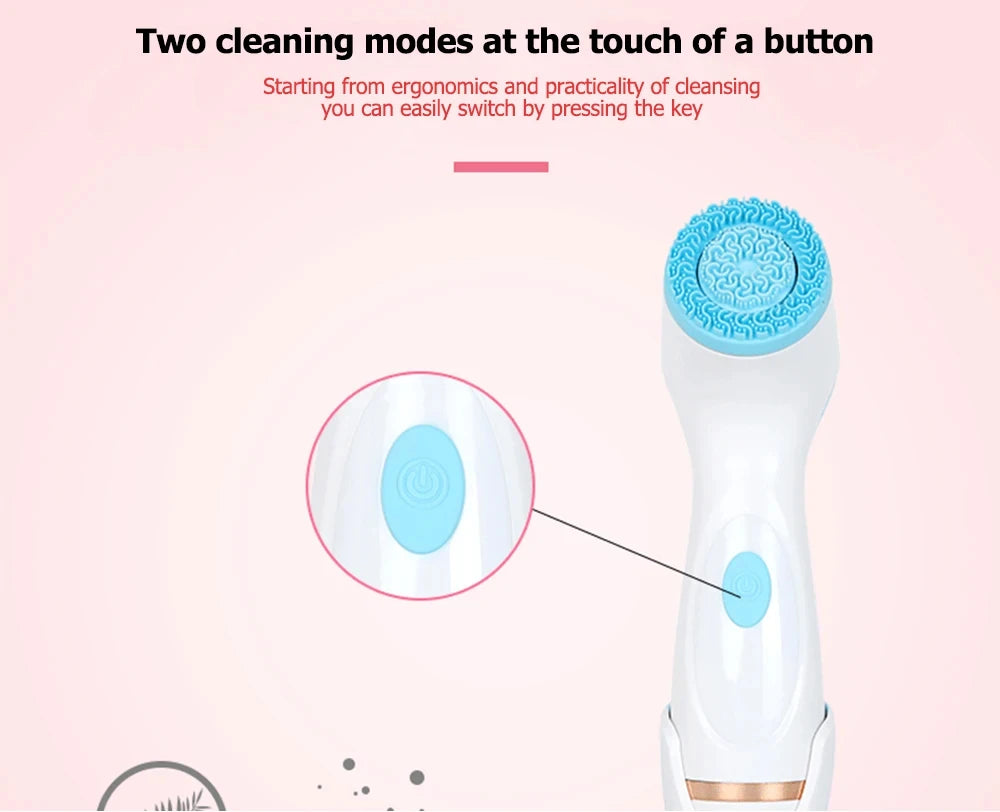 Electric Vibrate Cleanser Soft Silicone Ultrasonic Facial Cleansing Brush Exfoliator Face Massager Blackhead Remover Wash Tool