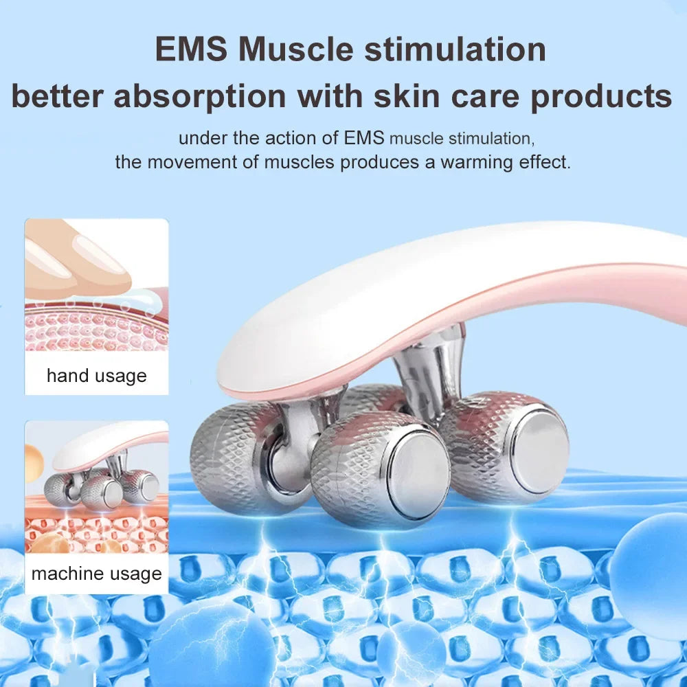 Elecrtic Facial Lifting Roller Face Skin Tighten V-line EMS Body Slimming Massager Double Chin Wrinkle Removal RF Skin Care Tool