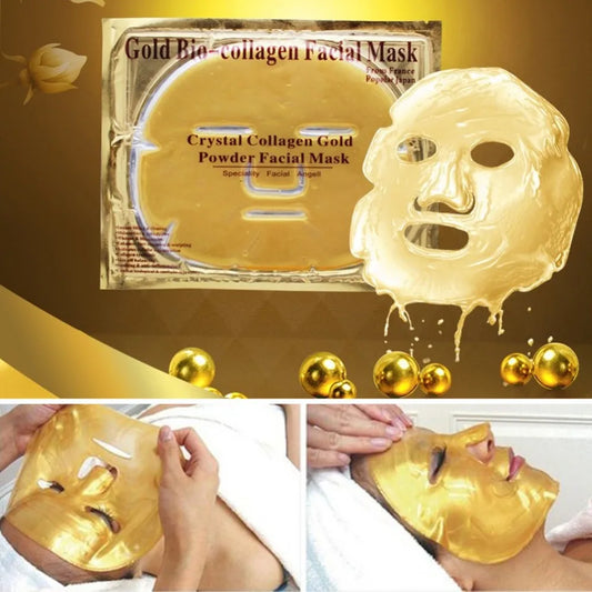 10PCS Gold Bio Collagen Facial Mask SPA Crystal Collagen 24k Gold Beauty Anti Wrinkle Whitening Moisturizing Sheet Mask for Face